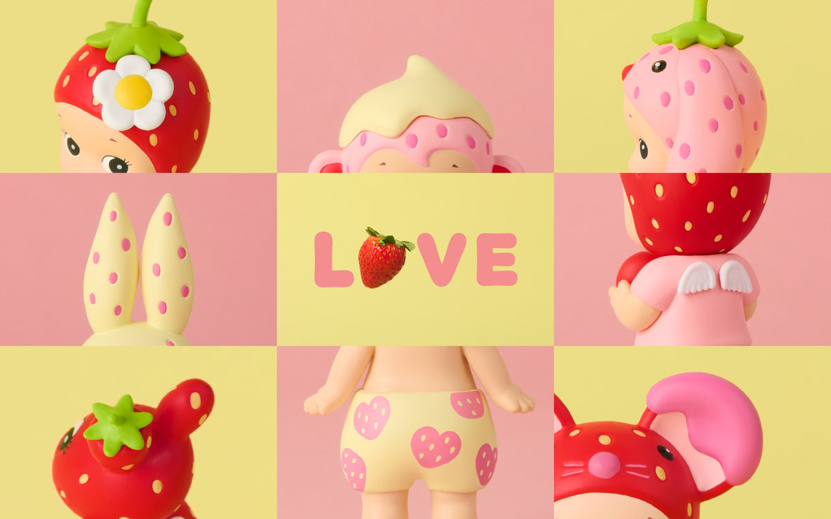 Sonny Angel Strawberry Love – Figurine Monchhichi En Résine, 10 Cm, Aléatoire